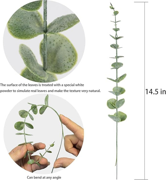 20pcs Eucalyptus Stems Artificial Eucalyptus Leaves Stems Artificial Fake Flowers for Home Office