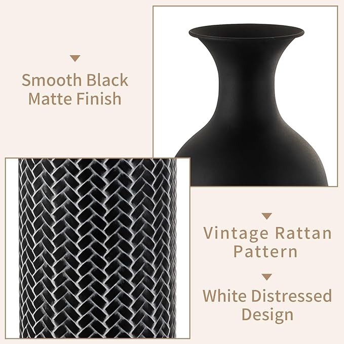 Black Large Floor Vases: 27/20/16in Tall Metal Floor Vase Set of 3 Giant