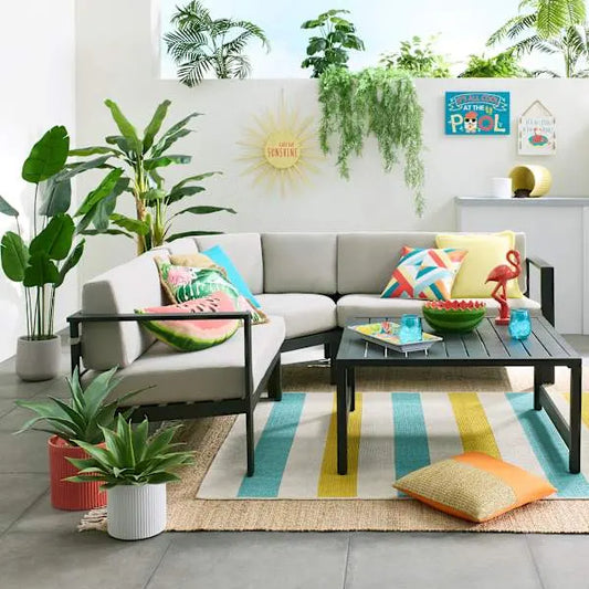 Soho Black Steel Patio Corner Chair