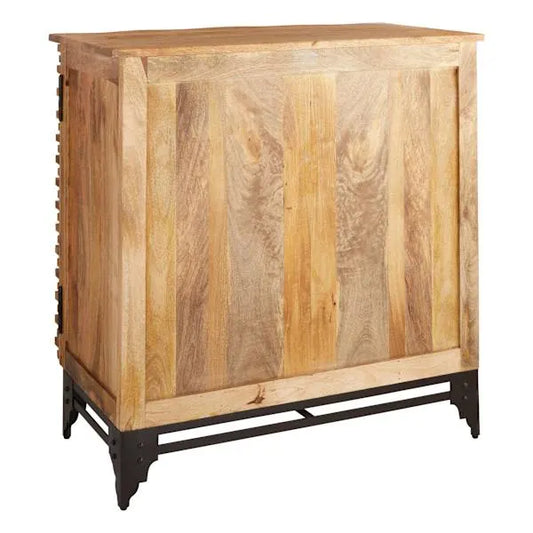 Wave Wooden Cabinet, Natural Mango Wood Finish