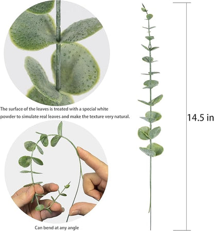 20pcs Eucalyptus Stems Artificial Eucalyptus Leaves Stems Artificial Fake Flowers for Home Office