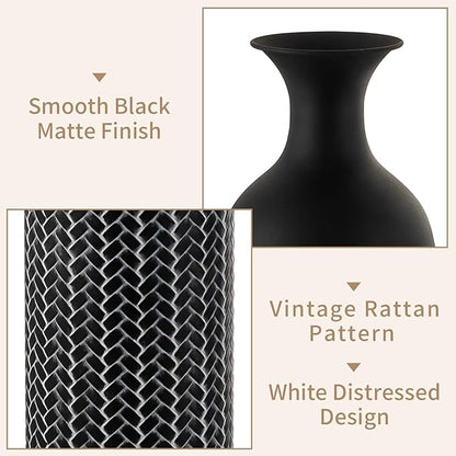 Black Large Floor Vases: 27/20/16in Tall Metal Floor Vase Set of 3 Giant