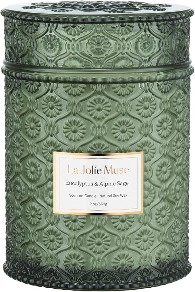 Scented Candles Eucalyptus & Alpine Sage, 19 oz Large Wood Wicked Candle