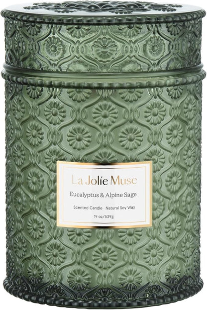 Scented Candles Eucalyptus & Alpine Sage, 19 oz Large Wood Wicked Candle