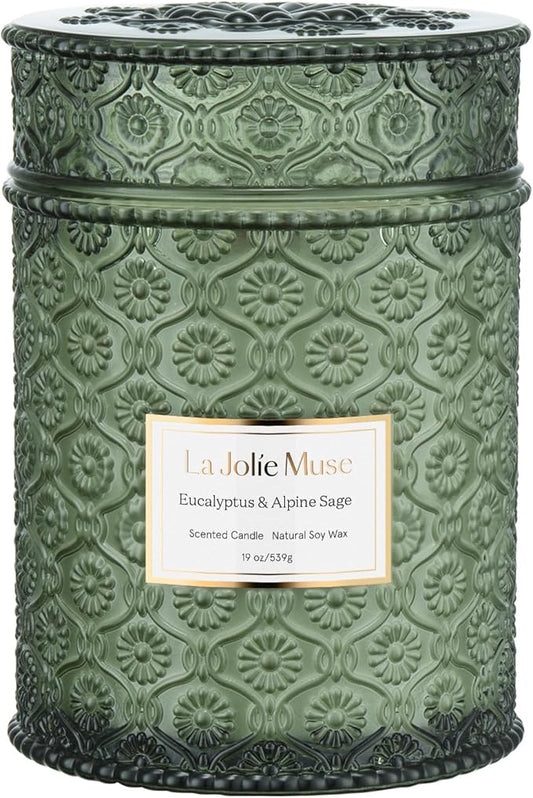 Scented Candles Eucalyptus & Alpine Sage, 19 oz Large Wood Wicked Candle
