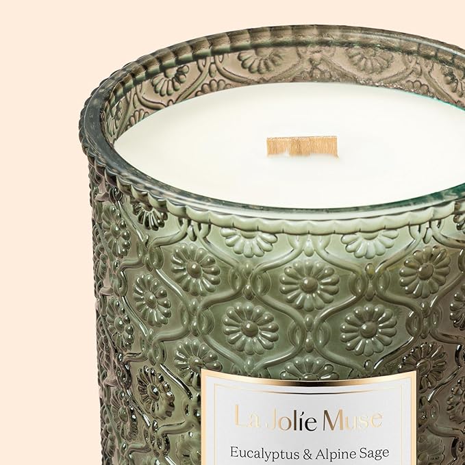 Scented Candles Eucalyptus & Alpine Sage, 19 oz Large Wood Wicked Candle