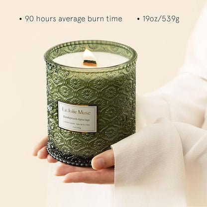 Scented Candles Eucalyptus & Alpine Sage, 19 oz Large Wood Wicked Candle
