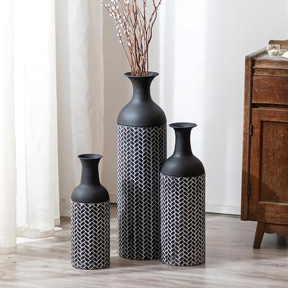 Black Large Floor Vases: 27/20/16in Tall Metal Floor Vase Set of 3 Giant