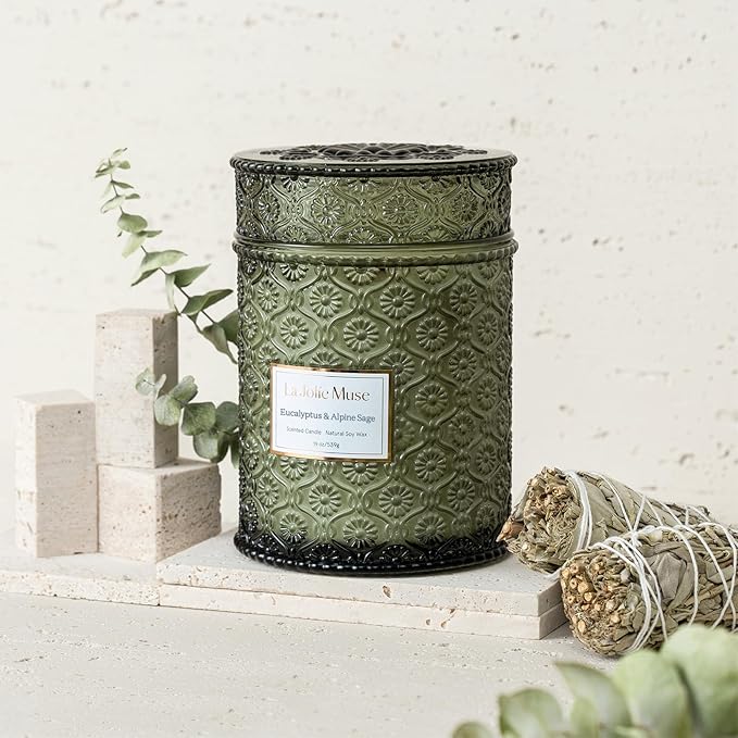 Scented Candles Eucalyptus & Alpine Sage, 19 oz Large Wood Wicked Candle