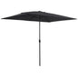 Black Crank Rectangle Patio Umbrella, 6.5x10ft