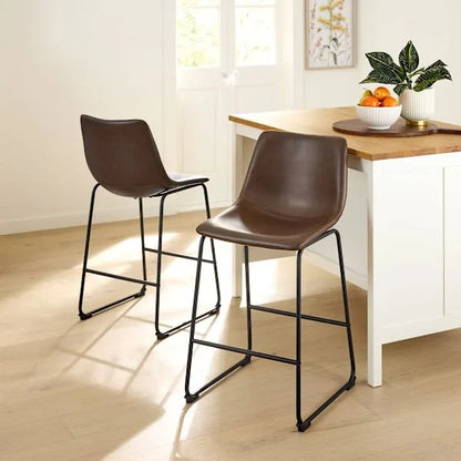Crosby St. Drake Faux Leather Barstool, Espresso Brown