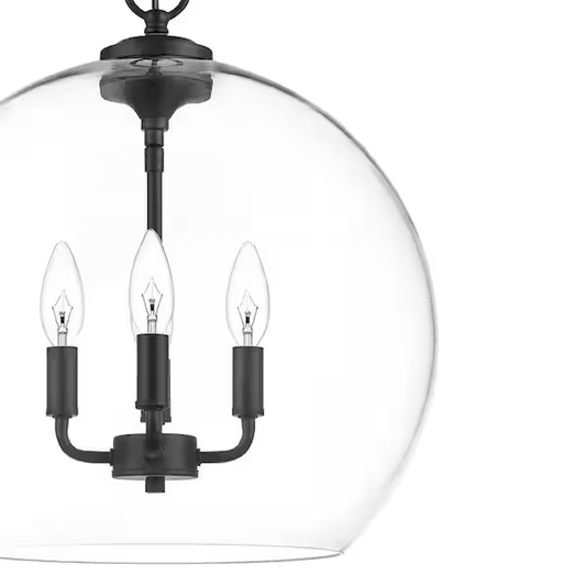 Kingsley 16 in. 4-Light Matte Black Pendant Light Fixture with Clear Glass Shade