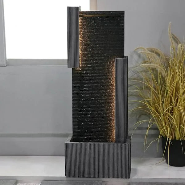 Modern Waterfall Outdoor Fountain, 40"