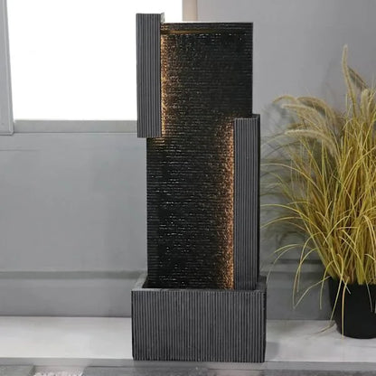 Modern Waterfall Outdoor Fountain, 40"