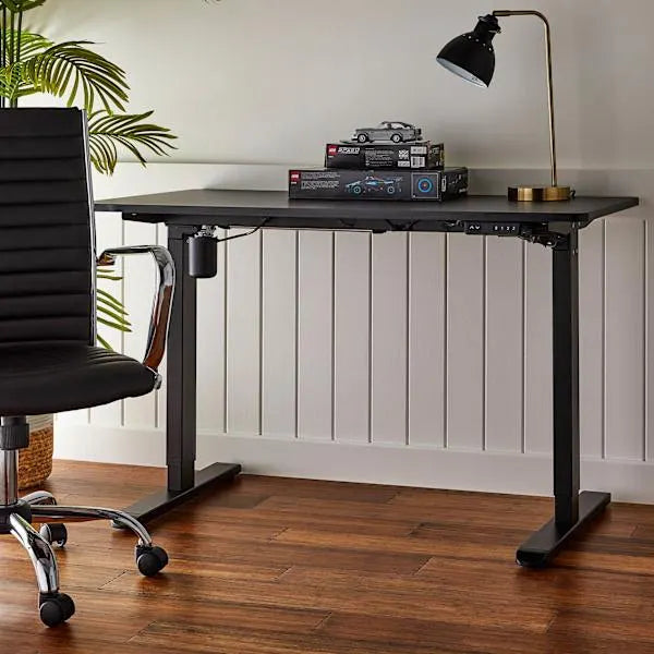 Owen wood & Metal Adjustable Office Desk, Black
