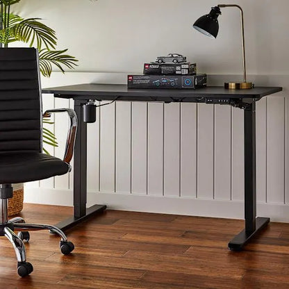 Owen wood & Metal Adjustable Office Desk, Black