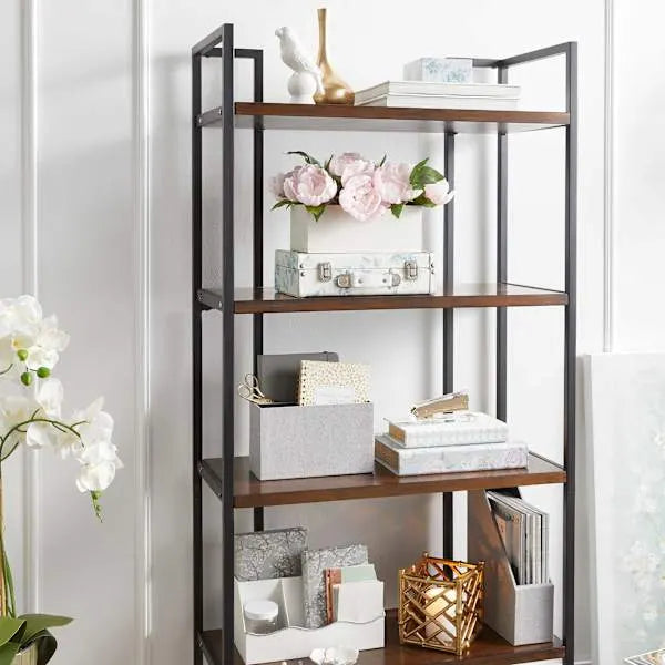 Parkview 5-Tier Metal & Wood Veneer Bookshelf