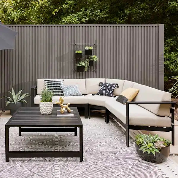 Soho Black Steel Patio Corner Chair