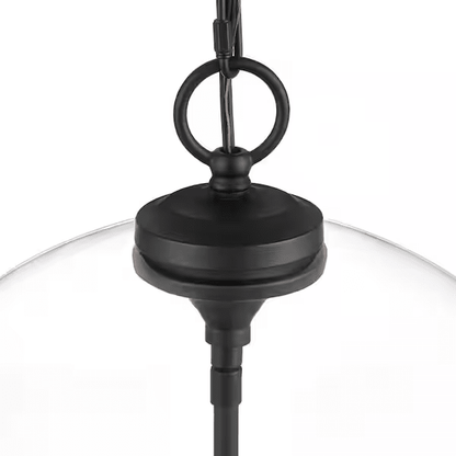 Kingsley 16 in. 4-Light Matte Black Pendant Light Fixture with Clear Glass Shade